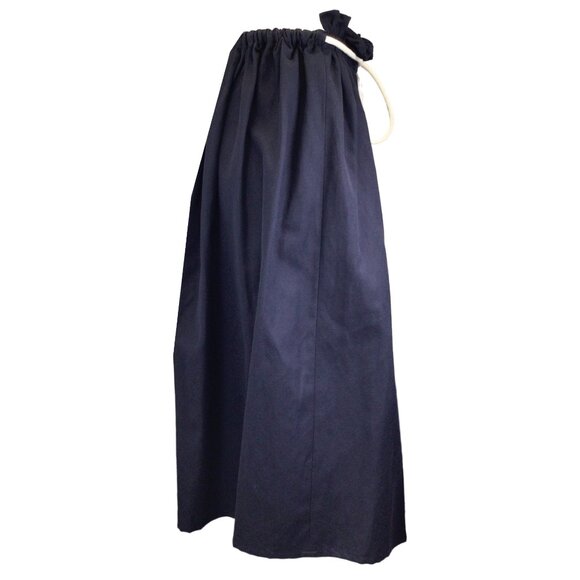 ATLANTIQUE ASCOLI NAVY BLUE LONG COTTON AND LINEN SKIRT - Picture 2 of 5